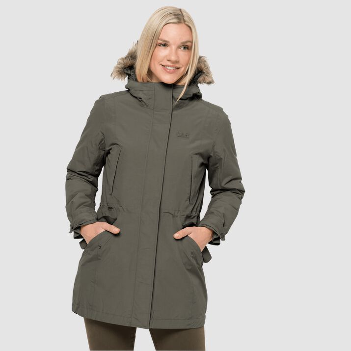 Parka Jack Wolfskin Wildwood Mujer Verdes Oscuro Mexico-1497538